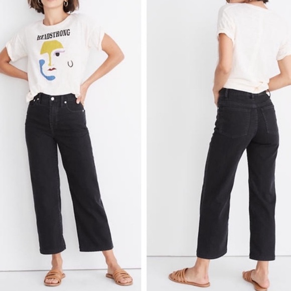 Madewell Denim - Madewell Slim Wide Leg Crop Denim Jeans Black